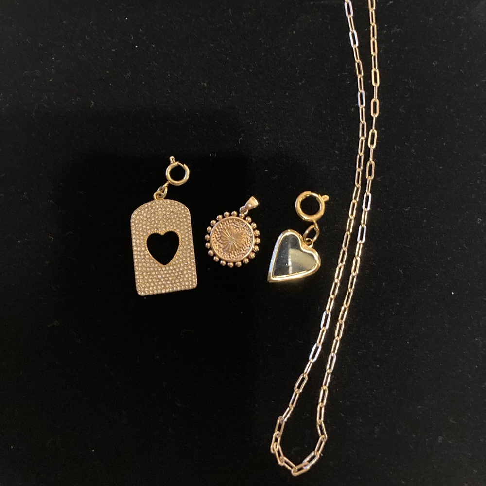 Gold Pendant Necklace Set including 3 charms